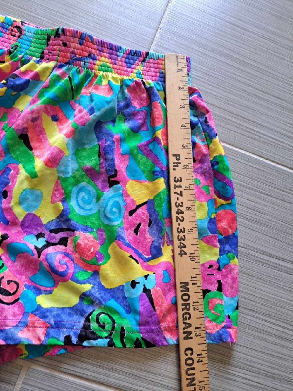 Vintage Colorful Abstract Neon Elastic Waist Shorts M USA Ocean Pacific OP - Picture 10 of 12